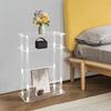 3 Tier Clear Acrylic Small Side Table,Rectangular Slim Bedside Table with Magazine Holder Floor Standing for Bedroom,Bathroom