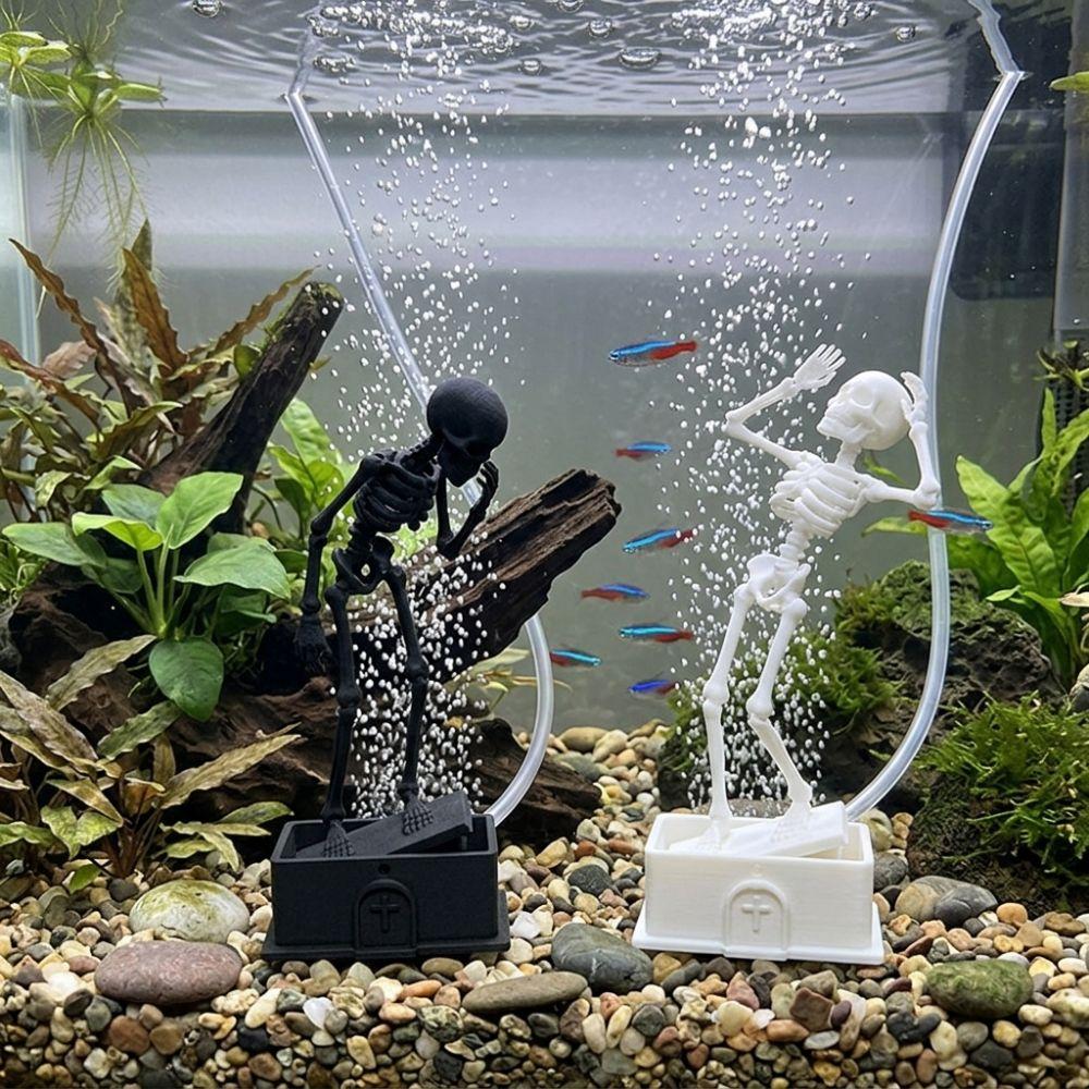 Luminous Fish Tank Dance Skull Bubbler Movable Skeleton Fish Tank Bubbler Aquatic Products