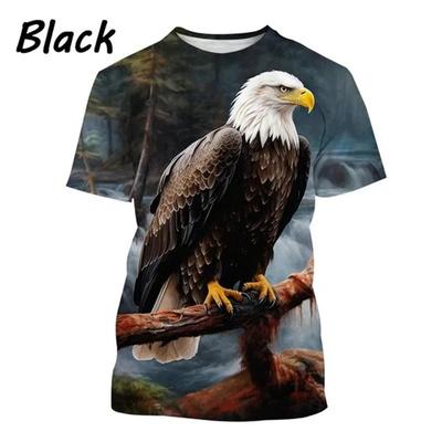 Águia 3d Impresso T-shirt Moda Masculina Casual Engraçado Personalidade Animal Print T-shirt Top Streetwear Solto Tops Tees