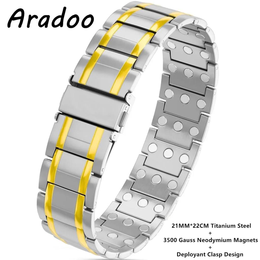 Premium Titanium Steel Bracelets for Men with 3X Ultra Strenth Magnetic Wristband Jewelry Gifts