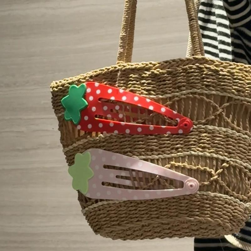 Kawaii Polka Dot Strawberry Extra Large Hair Clip Hairpin for Women Curtain Holders Girls Party Fashion Accessories