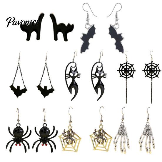 Kostümparty Ohrschmuck 1 Paar Halloween-Ohrringe für Damen, Skelett Spinne Kürbis Detaillierte Legierungsanhänger Geist Fledermaus Ohrhänger, Gothic