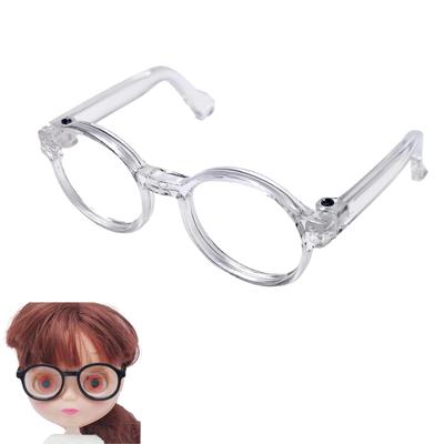 DOYOUCOTO Glasses Plush Doll, Chibi Plush, Oshikatsu, Round Glasses, Mini Doll Parts, Small Plush Toy, Pet Figure, Handmade Material (Clear, 6.5cm)