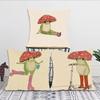 1pc Funny Plants Mushrooms Retro Pillow Case Square Bedroom Sofa Leisure Comfort Cushion Car Living Room Home Decoration
