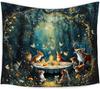 Enchanted Forest Tapestry, Fantasy Woods Tapestry Wall Hanging, Magical Wildflower Forest Animal Wall Blanket Decor For Home