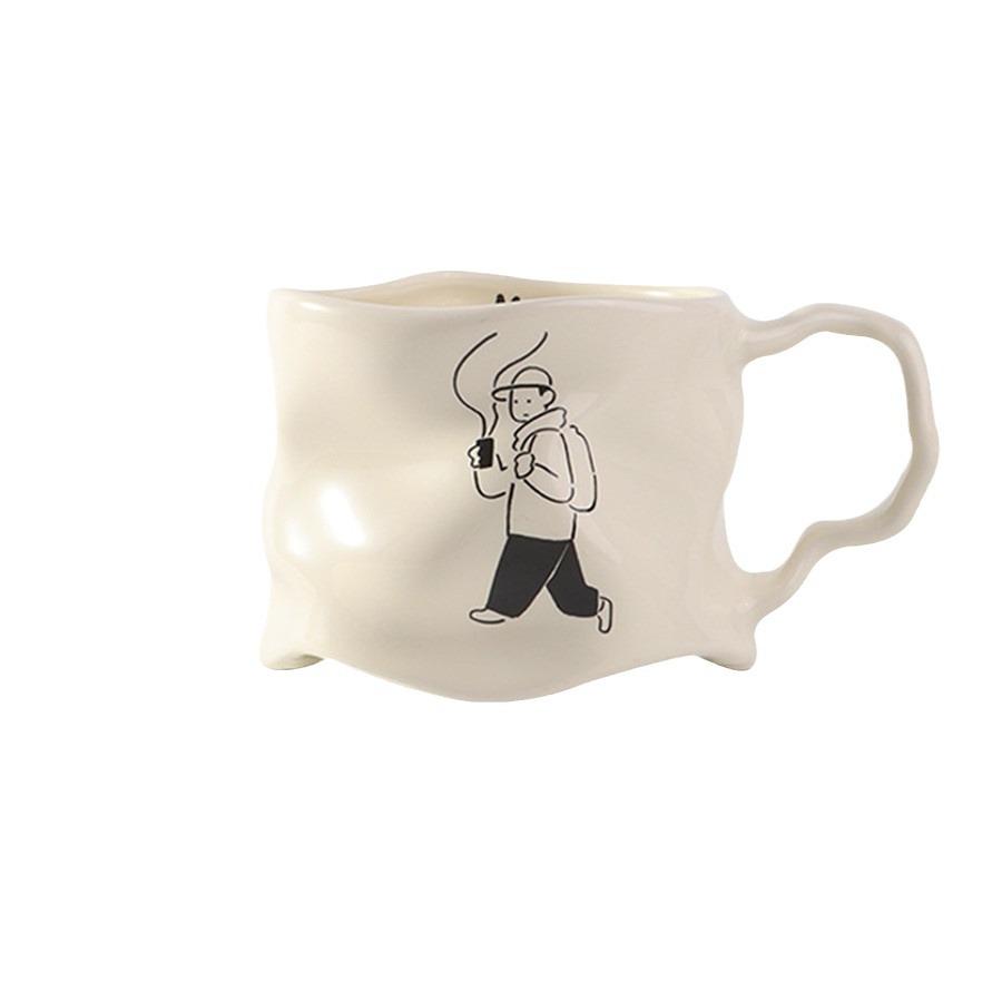 Creative Ceramic Irregular Mug Pair Simple Couple Cup Gift Office Coffee Cup Breakfast Milk Tea Cup