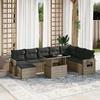 VidaXL Garden Lounge Set 9 Pcs with Grey Cushions Wicker 3268100