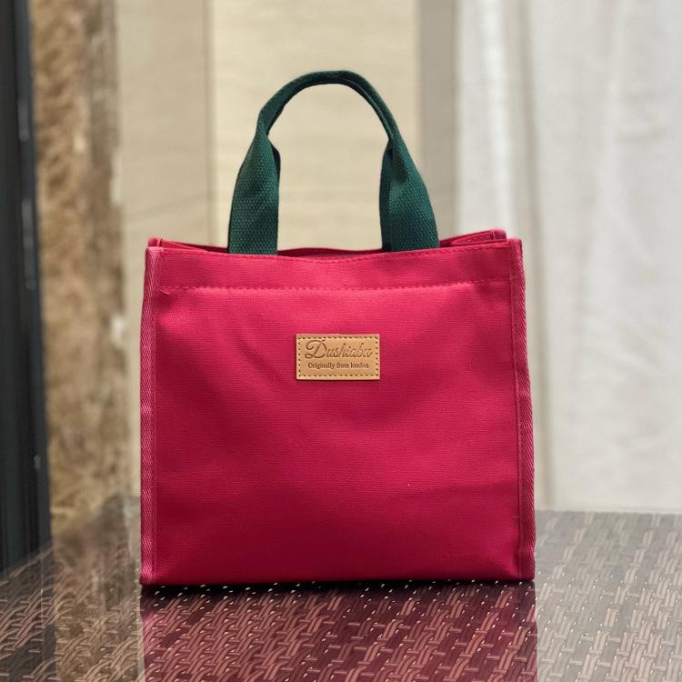 Cute Bear Canvas Lunch Tote - Large Capacity Bento Bag for Students & Moms