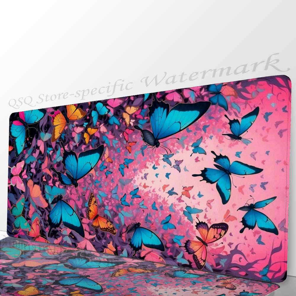 Magical Colorful Butterfly Mousepad Non-slip Suitable For Office Computers Laptops E-sports Game Desk Mats XXL Keyboard