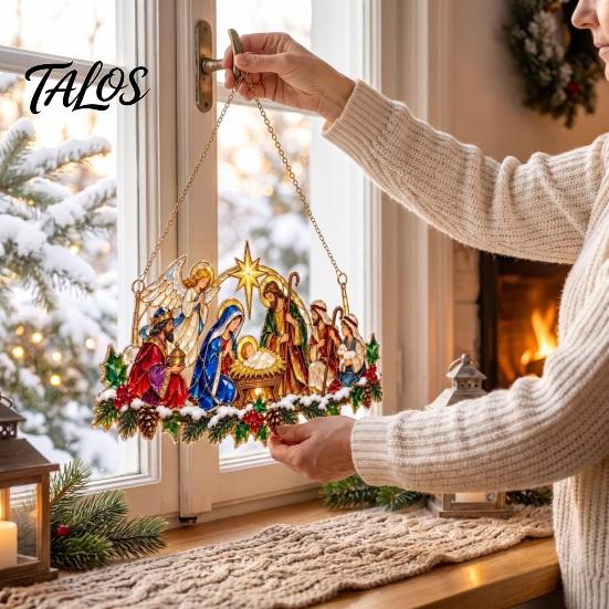 Indoor Outdoor Decorative Pendant Christmas Animal Suncatcher, Window Hanging Decor, Acrylic Holly Branch Sun Catcher, Creative New Year Gift Rainbow