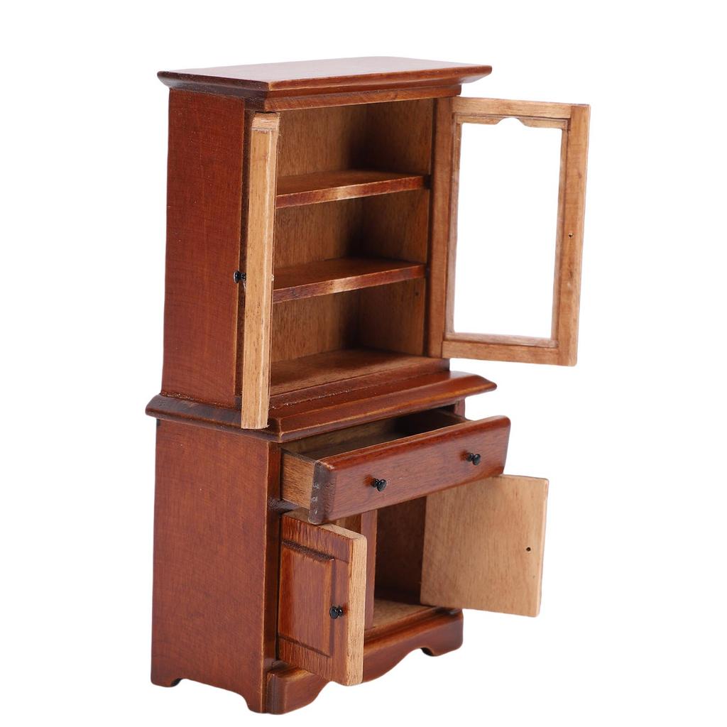1:12 Dollhouse Cabinet Wooden Multifunctional Decorative Doll House Furniture Photo Prop