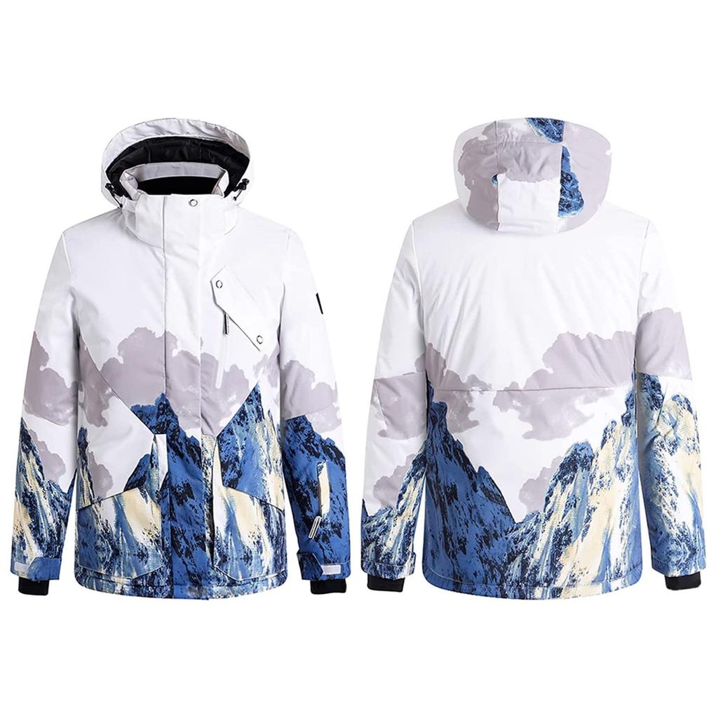 VEROMAN Snowboard and Ski Wear Water Resistant to Snowy Mountain Sizes and Set, 20,000mm, Pattern, S-XXL, Men's Women's (XL, White)