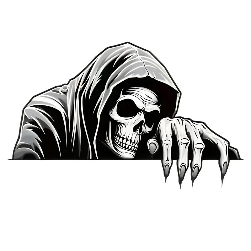 PVC Car Rearview Mirror Sticker Scary Skull Car Window Decals Scratch Resistant Weatherproof Motorcycles Automotive Decoration