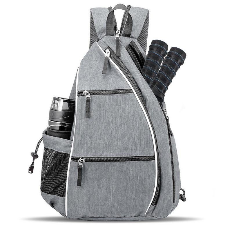 Multi-Sport Backpack Pickleball Tennis Badminton Outdoor Activities Gray Oxford Fabric Durable 36-55L Capacity