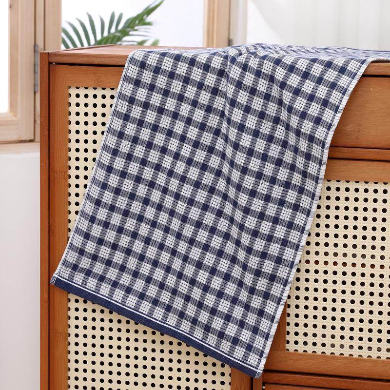Japan Style Style Gauze Plaid Towel Good-skin Gift Towel Moisture-wicking Plush Adult Face Towel Fresh and Elegant Impression
