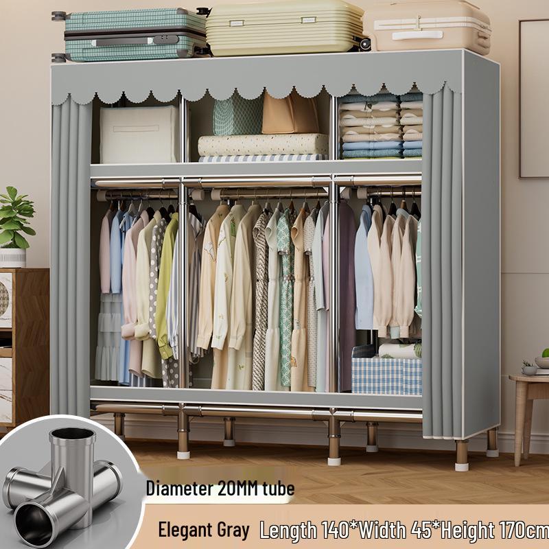 Sturdy Reinforced Steel Frame Fabric Wardrobe for Home & Bedroom Use