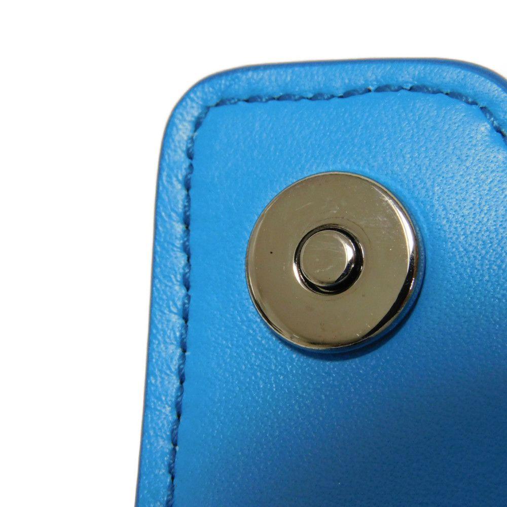 Used Airpods Pro Case 10656 2ADKH271UCL 7950 Flap Magnetic Smooth Calfskin Neck Strap Logo Metal Blue Unisex from Japan