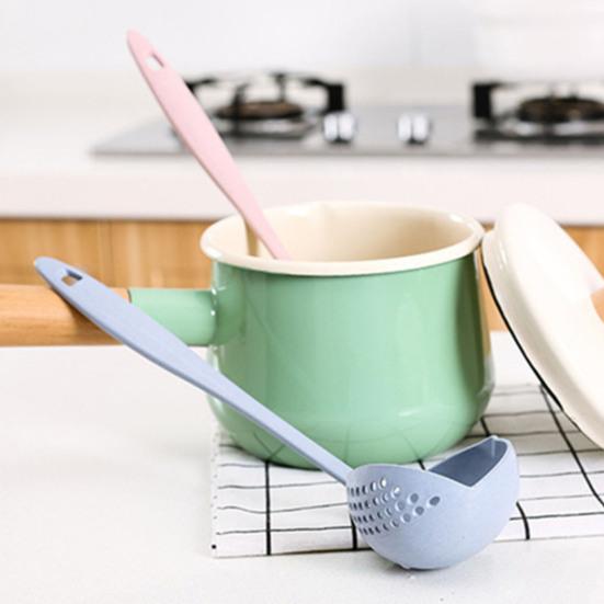 2-In-1 Long Handle Soup Ladle with Strainer Soup Spoon Essential Kitchen Tool for Cooking