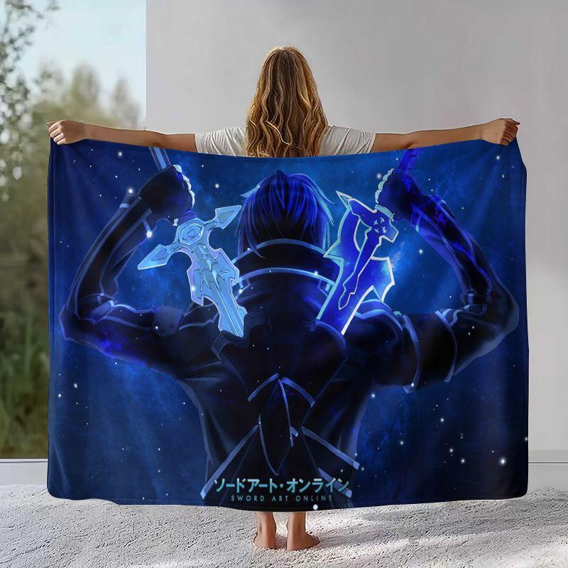 Cartoon Sword Art Online SAO Novel Flannel Blanket,Ultra Soft Warm Plush Throw for Home Bedroom Bed Sofa Camping Picnic gift
