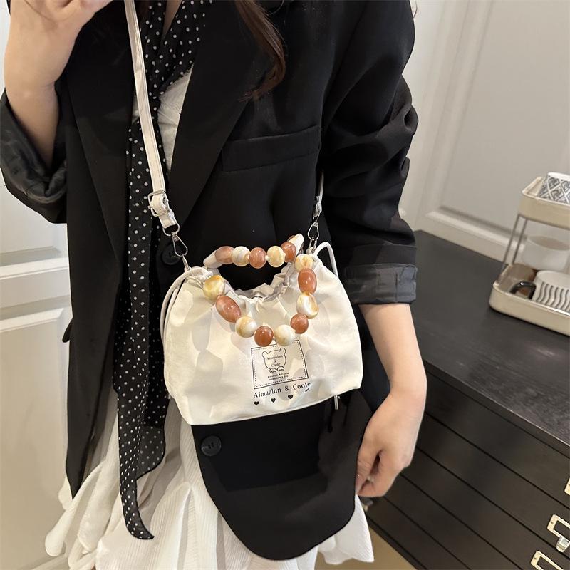 Foreign Style Women's Bag 2025 New Trend Versatile Fashion Beaded Handbag Casual Foreign Style Texture Messenger Bag Beauty