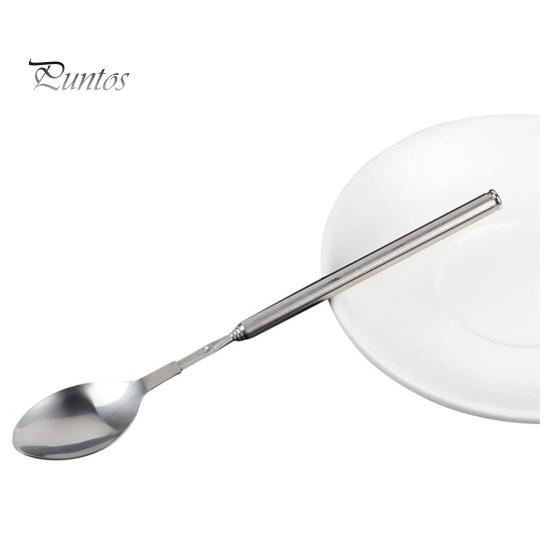 Extendable Fork Telescoping Spoon Stainless Steel Retractable Dinner Spoon Long-Handled Prank Fork Versatile Dining Tool for BBQ Camping