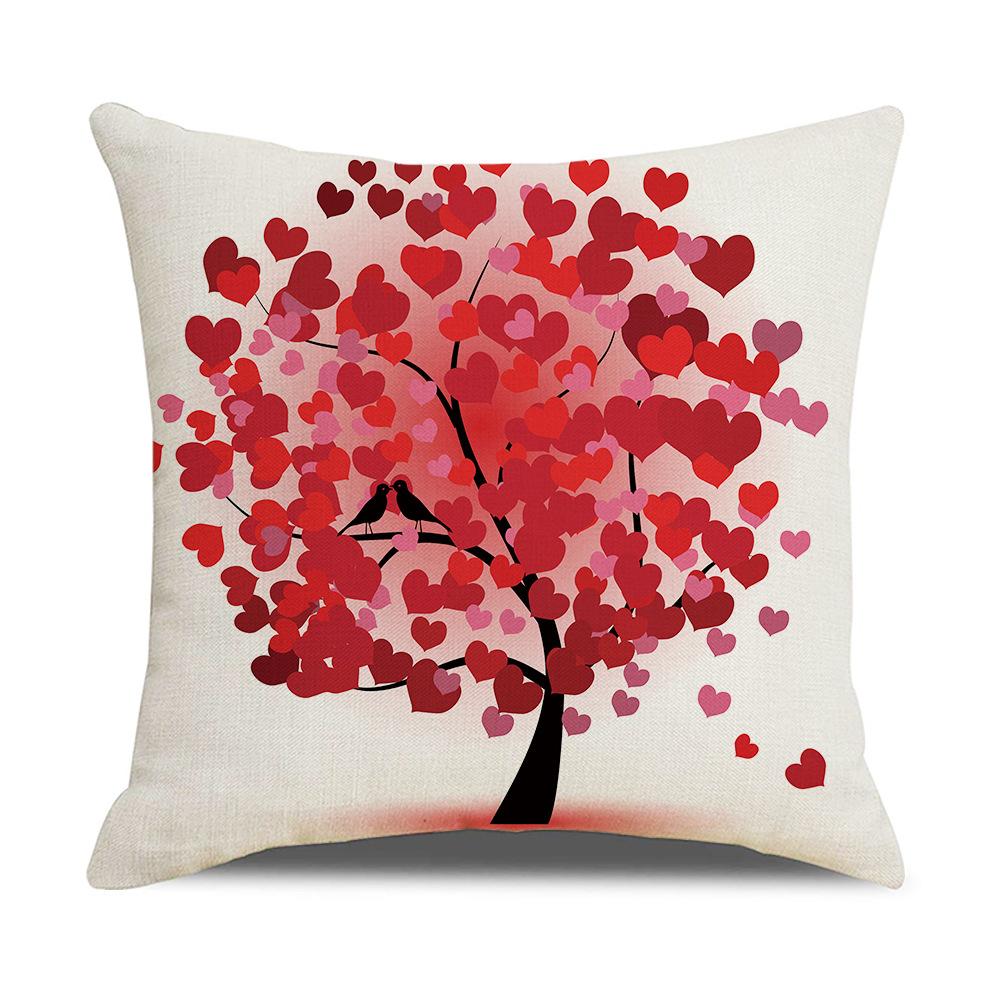 New Household Products Oil Painting Love Tree Linen Pillowcase Gift Sofa Bedroom Cushion Waist Pillowcase