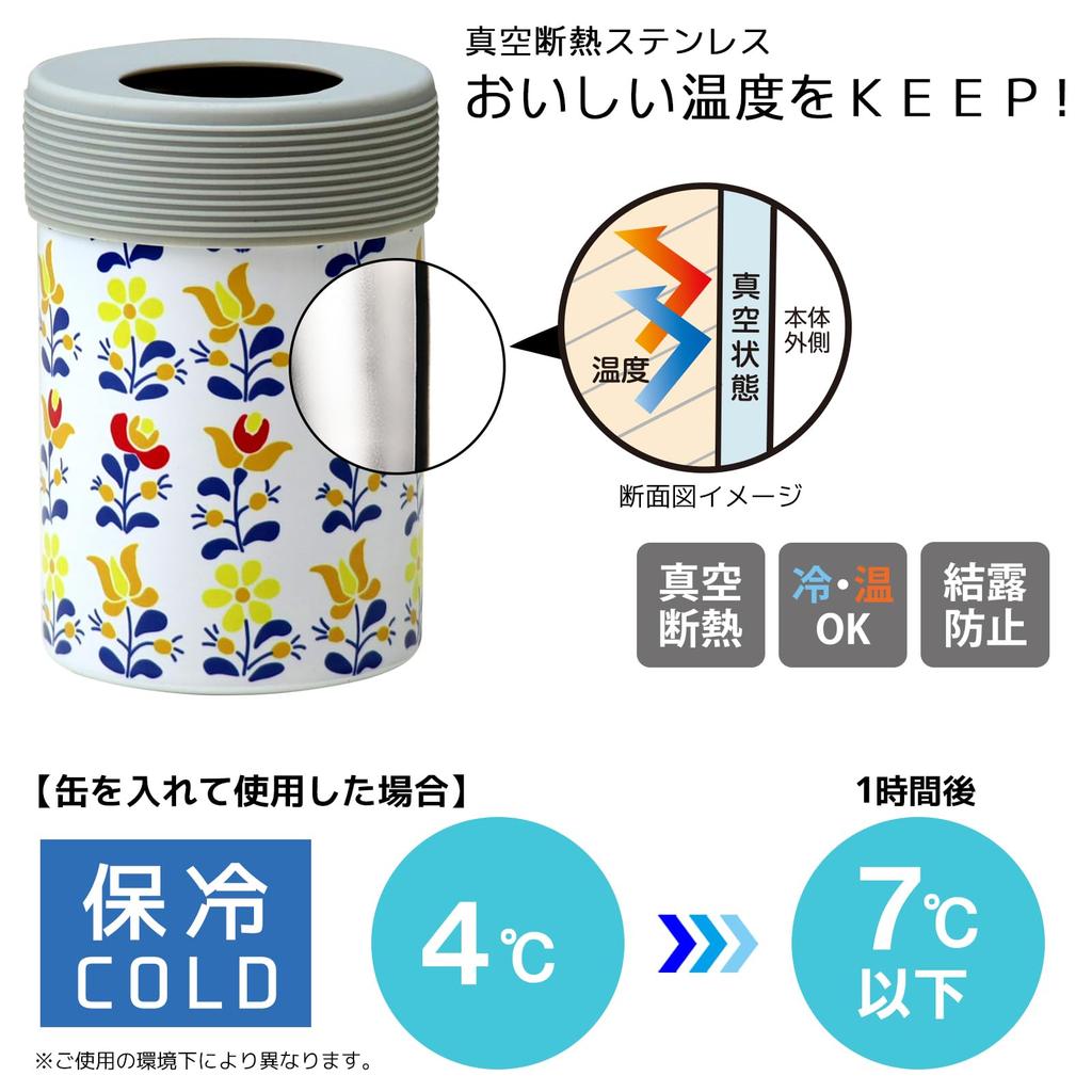 OGURA Can Vacuum Keeps PET Bottles and Tumblers Fabric Holder, 350ml, Insulated, Cold, (N Colorful)