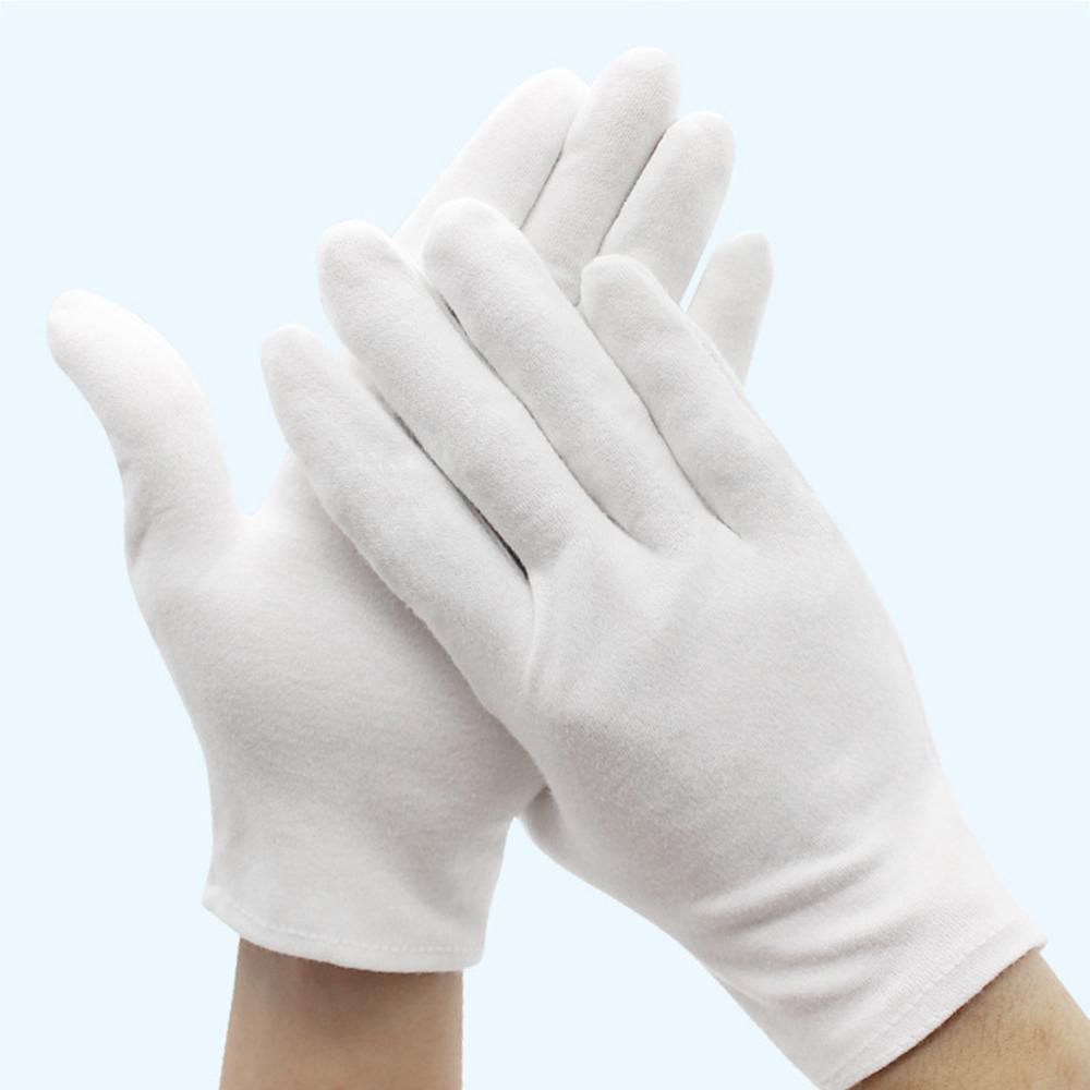 12 Pairs Cotton Gloves Breathable Soft Skin Friendly Work Cosmetic Moisturizing Jewelry Inspection Gloves