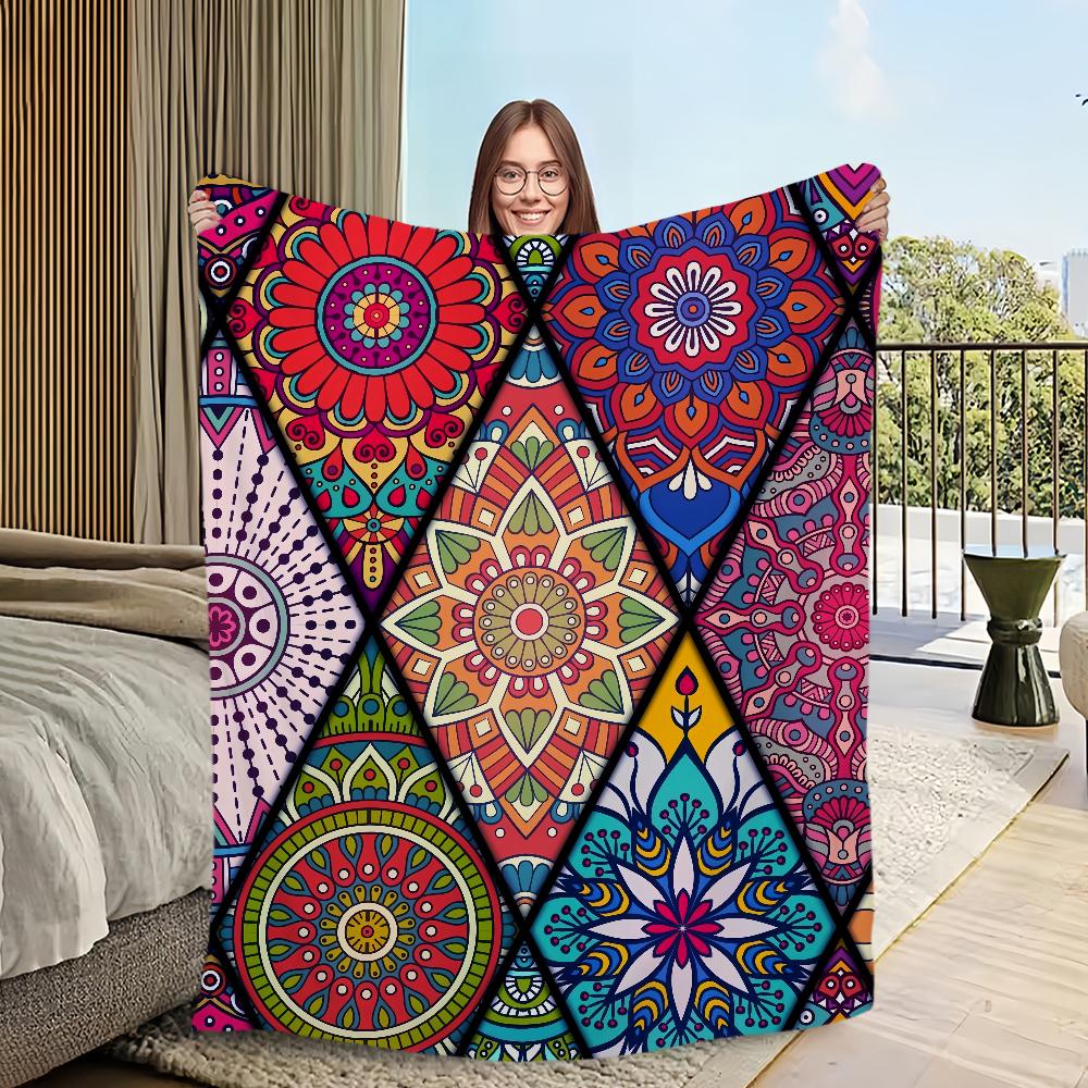 Vzor Čtyři roční období teplá MÓDNÍ měkká plyšová deka vhodná na pohovku obývací pokoj Mandala místnost kancelář ložnice cestovní dárek Flanel