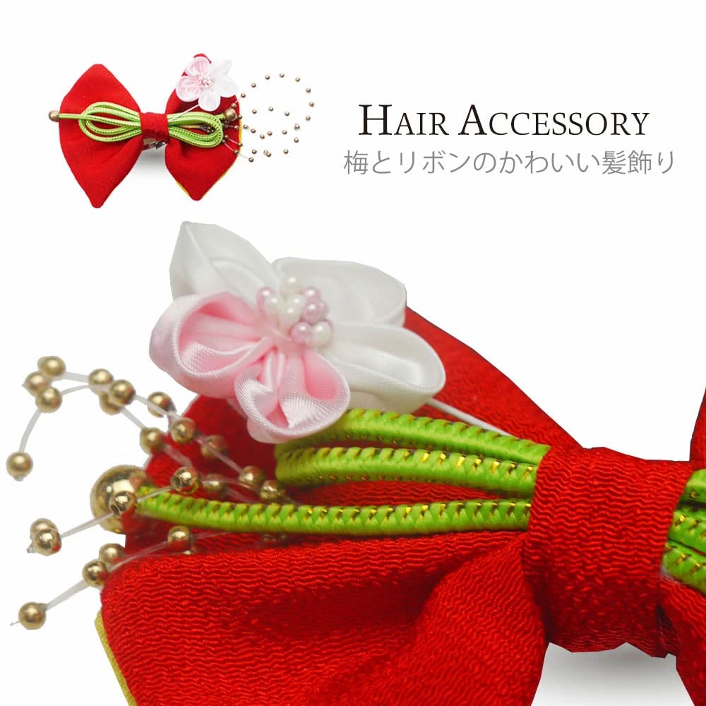 Kimono Cloth Coat 9-częściowy klasyczny kimono z tkaniny dla 3-letnich dziewczynek [NISHIORI] Shichi-Go-San Set, Set, Set, Set, Shichi-Go-San