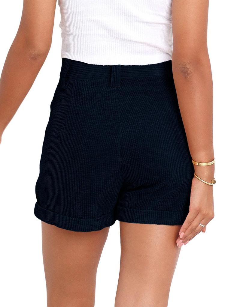 2025 Spring/Summer European & American High Waist Corduroy Loose Shorts for Women