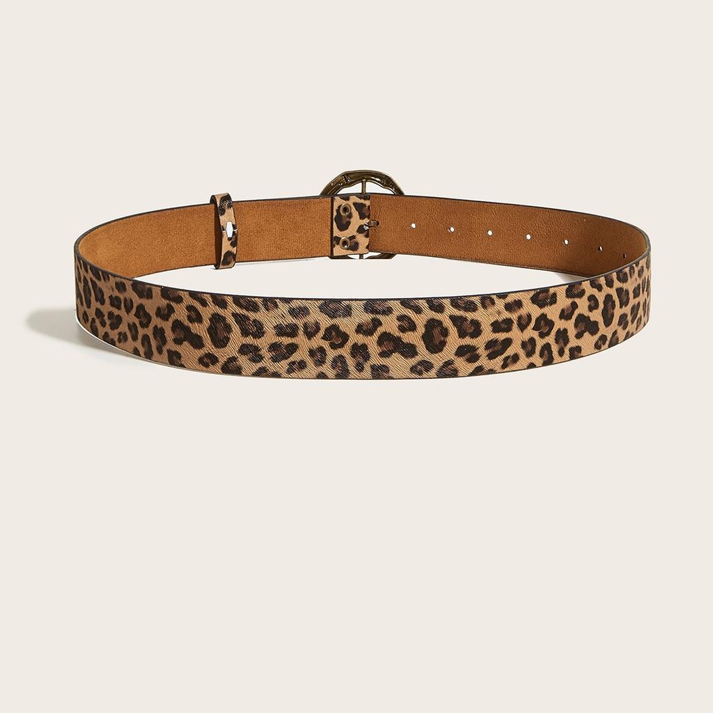 Women's Fashion Leopard Print Belt PU Leather Waistband for Jeans Casual Trousers and Dresses Adjustable Waist Sash