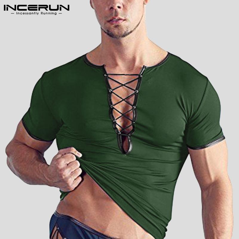 

INCERUN Летняя мужская спортивная одежда с короткими рукавами, облегающие футболки