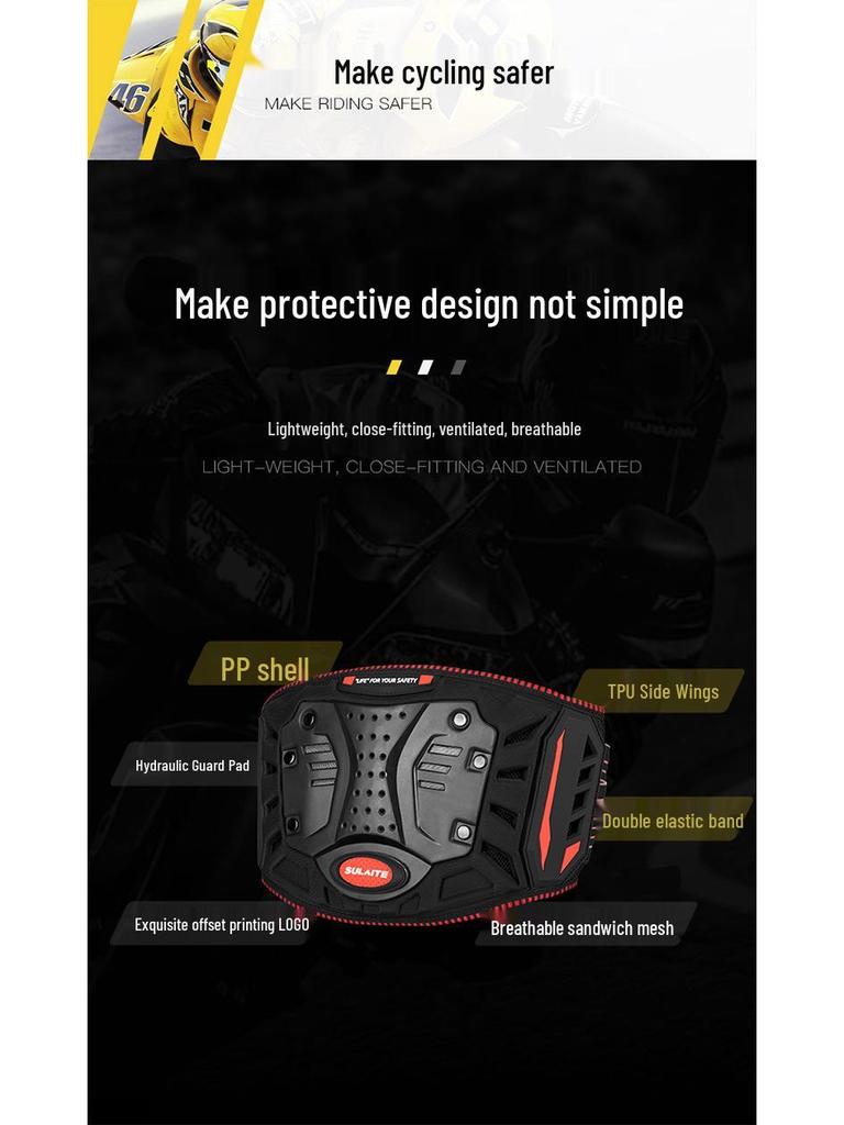 SULAITE Breathable Motorcycle Lumbar Support Belt - All-Season Protective Gear for Off-road Riders
