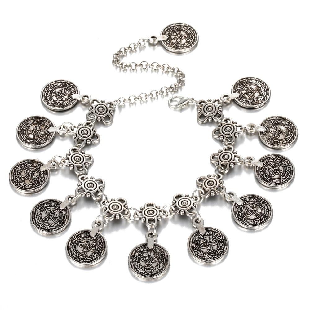 2024 Bohemian Metall Quaste Fußkettchen Luxus Charme Münze Knöchel Armband für Frauen Party Geschenk Schmuck