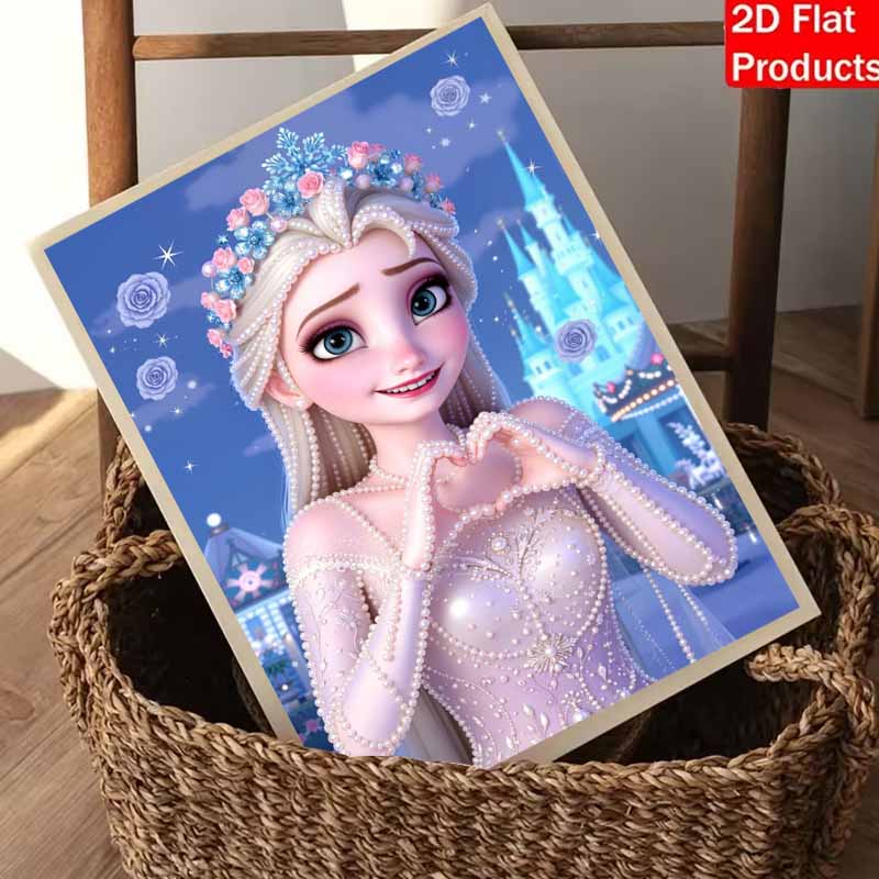 Disney Ice Queen Pearl Painting Handmade Diy Pearl Art Painting Simple Living Room Hanging Painting Decoration