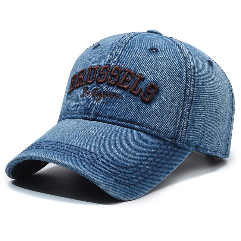 Vintage Denim Baseball Cap With Embroidered Letters For Outdoor Sun Protection Spring
