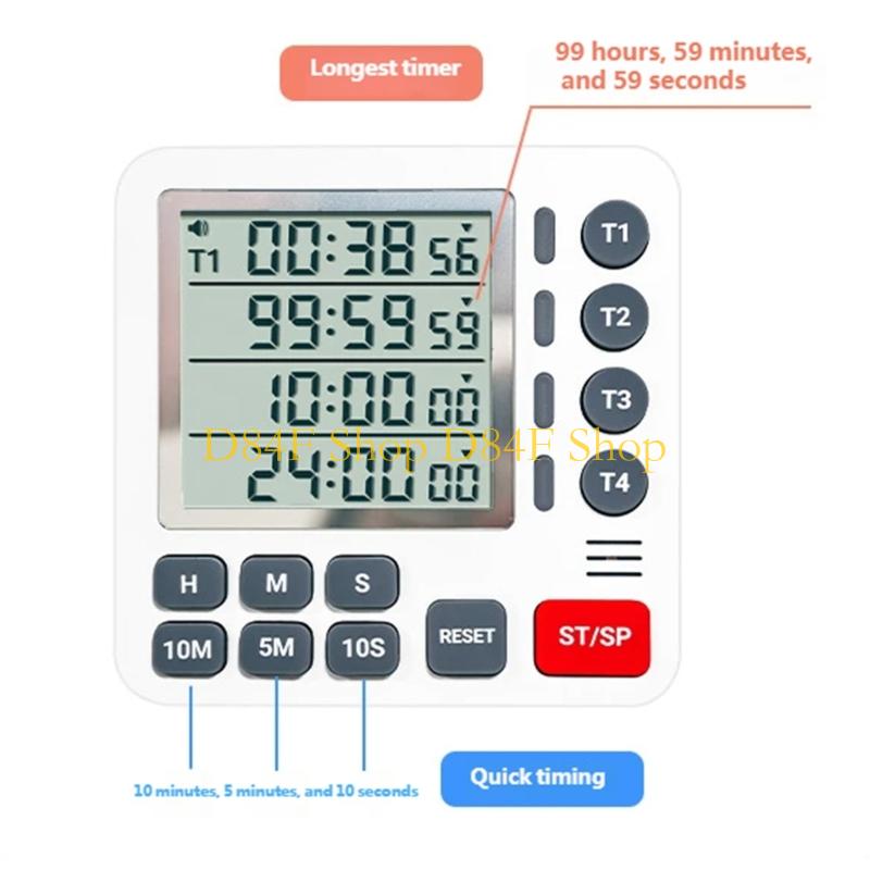D84F 4 Channel Digital Timers With Independent Countdowns Multiple Task Timers For Lab Cooking And Sports Precise To The Second2