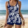 Women's Swimwear Tankini 2 Piece Swimsuit  Plant  Pattern Print Vacation Bathing Suits