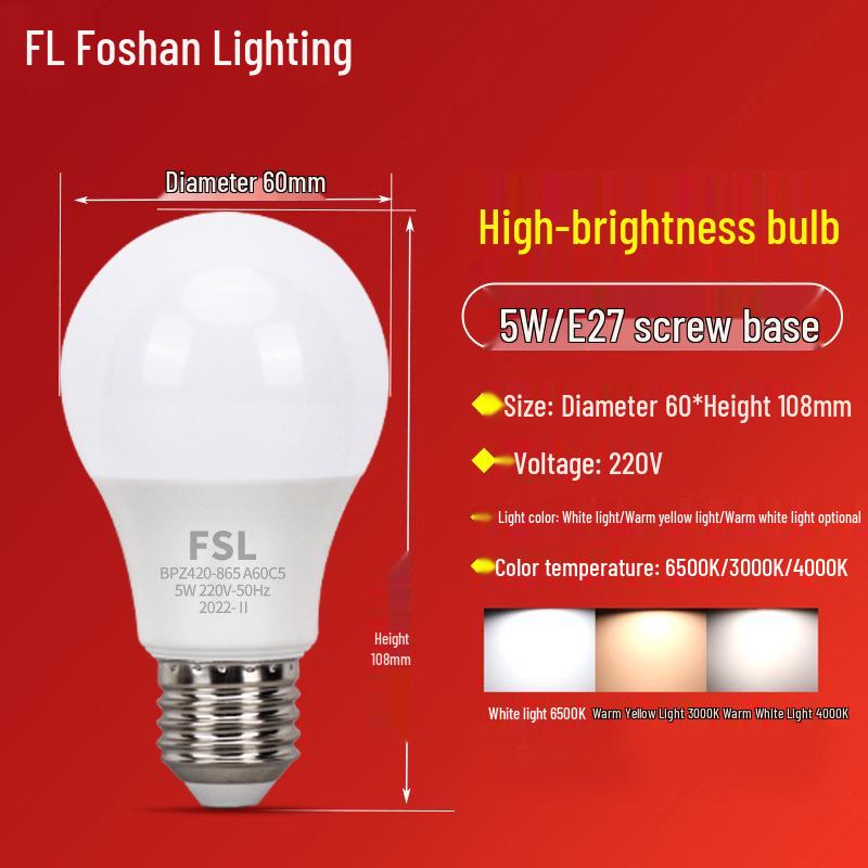 Energie sparende LED-Glühbirne, E27-Schraubfassung, superhelles warmweißes Licht für die Heimbeleuchtung.