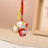 Cute Cartoon Japanese Lucky Cat Keychain With Bell Trinkets Phone Charms Car Bag Pendant Key Chain Pray Keyring Couple Gifts