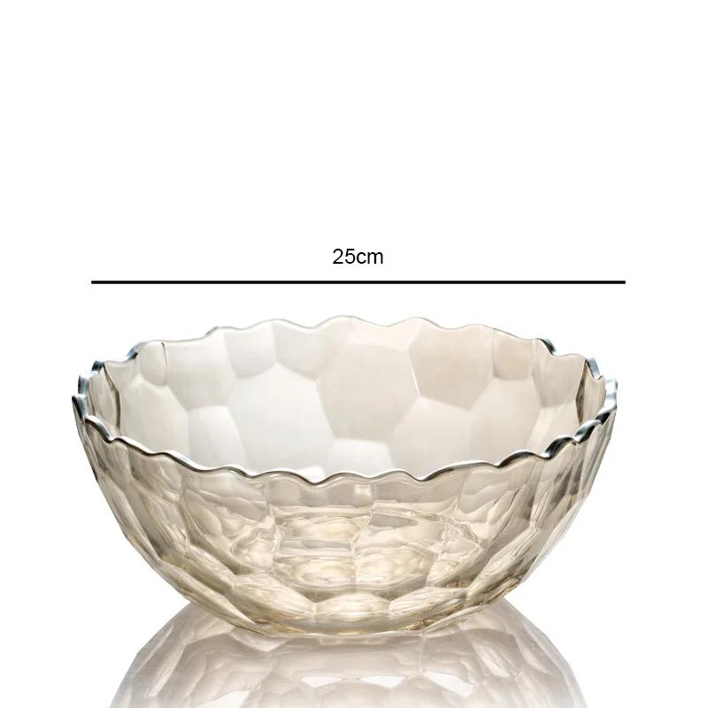 Transparent Glass Fruit Plate Snack Basket Modern Living Room Coffee Table Home Crystal