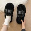 Baotou half slippers women's wear 2025 autumn and winter new Internet celebrity muffin thick bottom fluffy slippers foreign style warm cotton mop