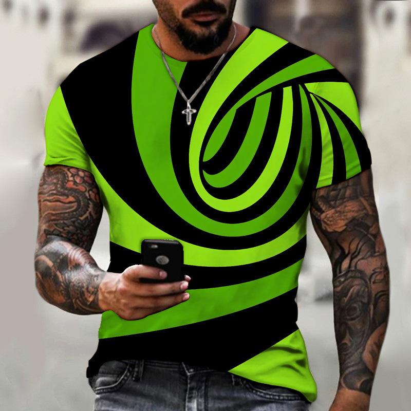 

Летний круглый вырез абстрактный креативный визуальный праздник 3D принт топ модные повседневные короткие рукава мужские футболки XXXL