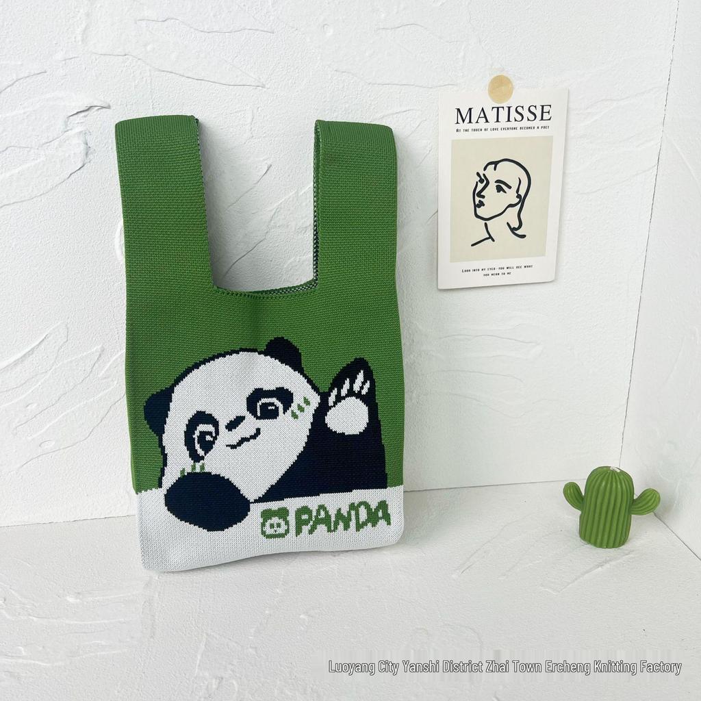 Panda Knit Women's Cross-Border Wrist Tote Handbag