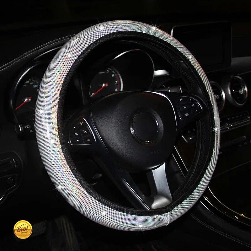 Car Steering Wheel Cover Universal Diamond Blingbling Crystal Set Wheel Car-styling Diamond Accessories Cute Car Accessories