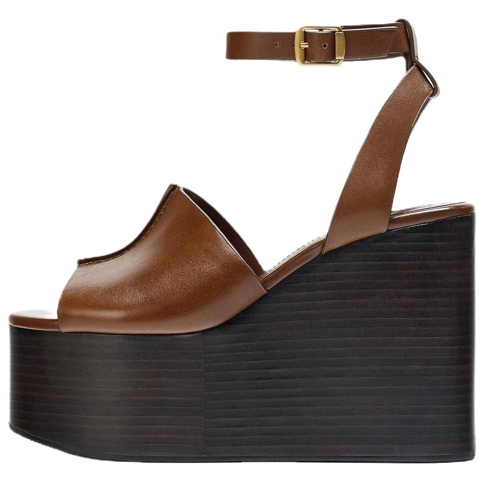 Zara Fashionable Comfortable High Heel Sandals Women Sandals Brown 1338610105