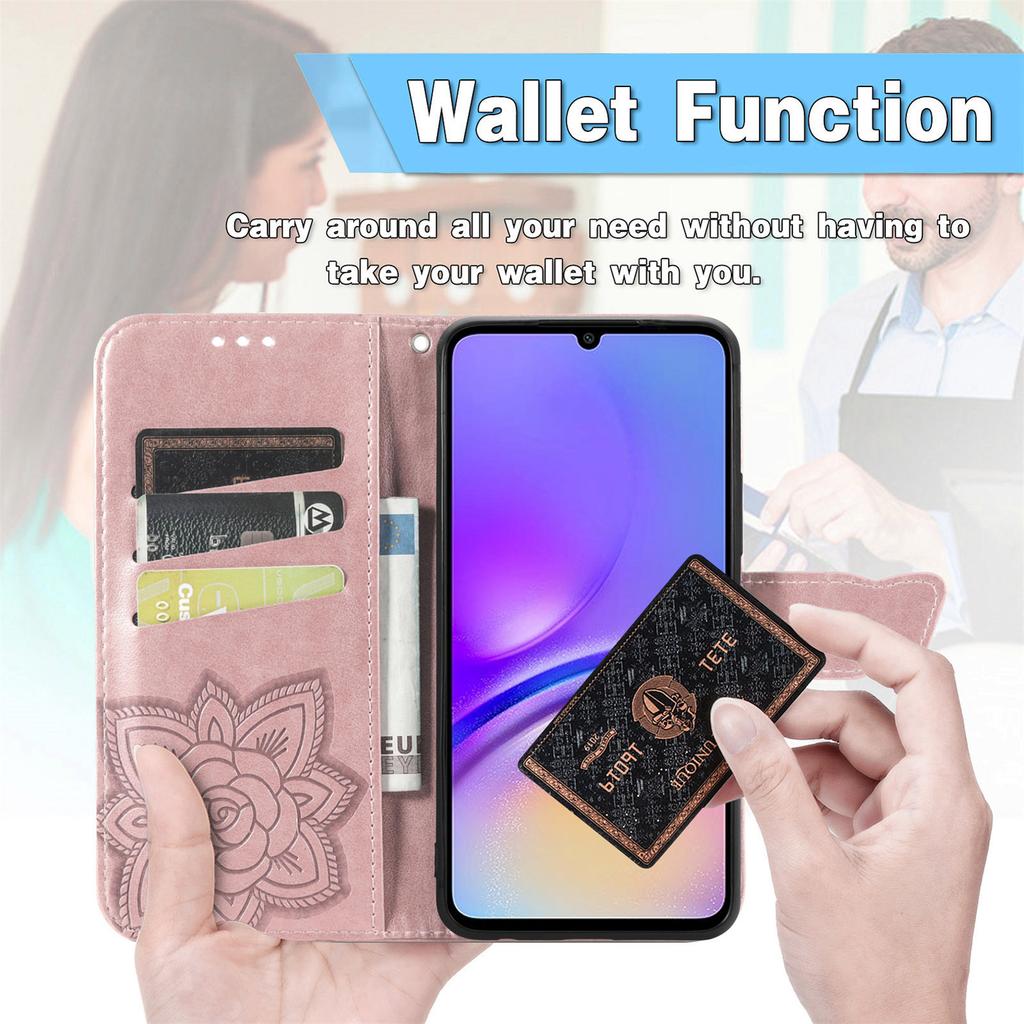 For Samsung Galaxy A06 4G Case PU Leather Wallet Phone Cover Butterfly Pattern