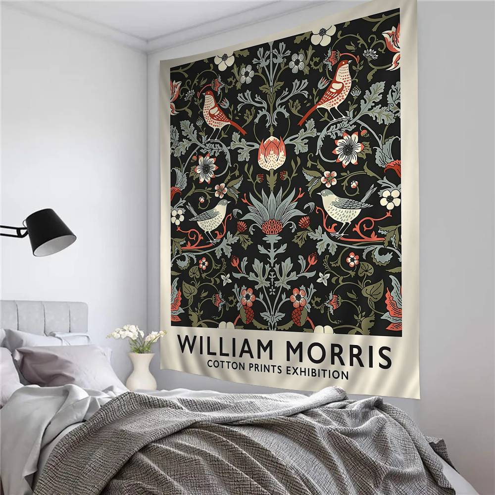 Abstract W-William M-Morris Flower Cartoon Tapestry Wall Hanging Decoration Household Home Decor