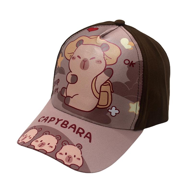 Cartoon Printed Capybara Children Baseball Hat Fashion Versatile Hat For Boys Girls Cute Outdoor Sunshade Peaked Cap Gifts